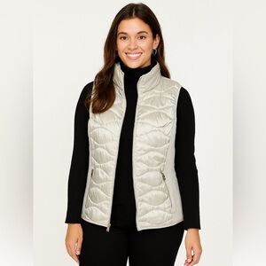 Calvin Klein Performance Womens Winter Sleeveless Puffer Vest Silver Size M